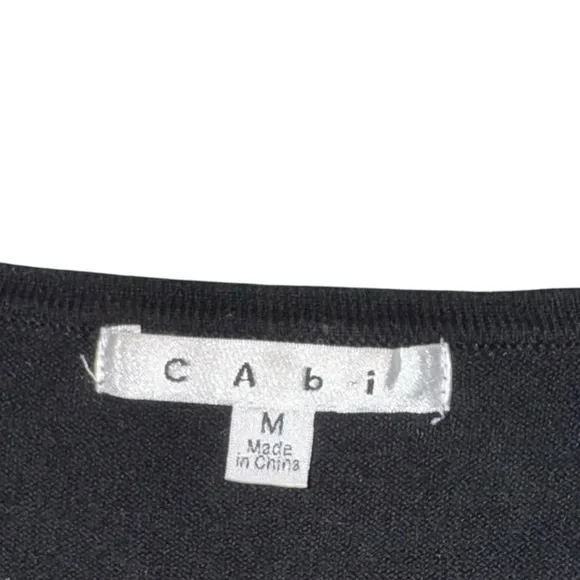 CAbi Black Tuxedo Fringe Cashmere Cotton Cardigan size medium - Picture 2 of 6